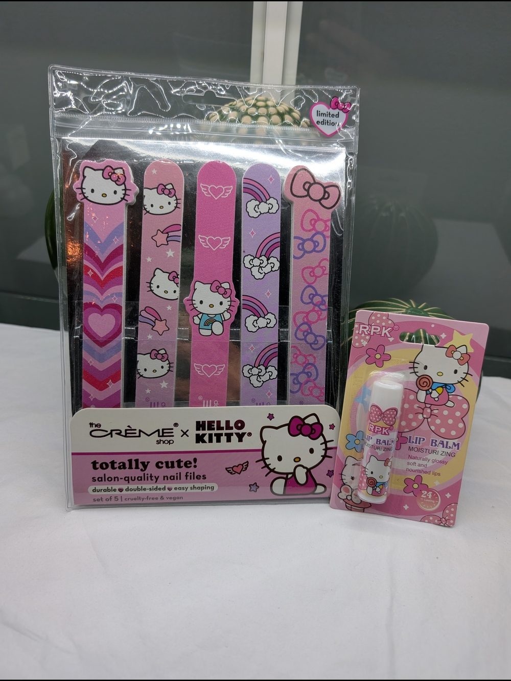Hello Kitty Pink Nail Files & Lip Balm Set